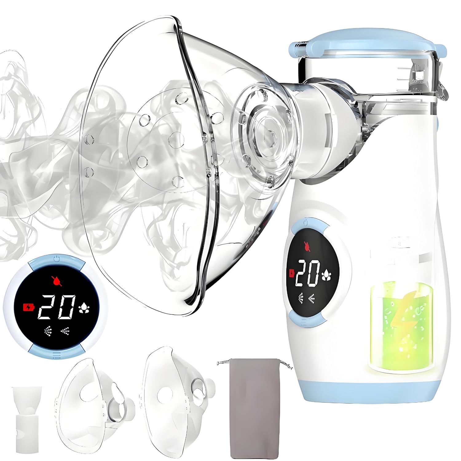 Portable Nebulizer with Intuitive LED Interface and Auto-Cleaning